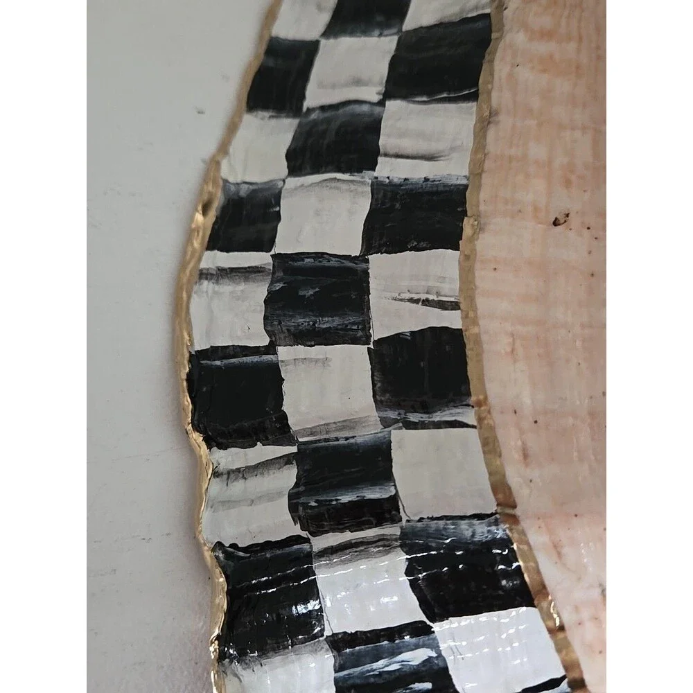 My Own Checkerboard Whimsical Large Vintage Conch Sea Shell Check